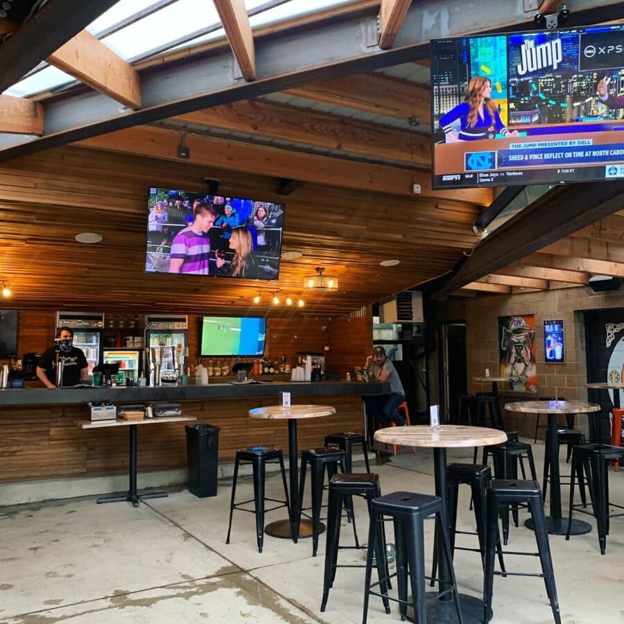 The dog-friendly patio at Tamm Ave Bar